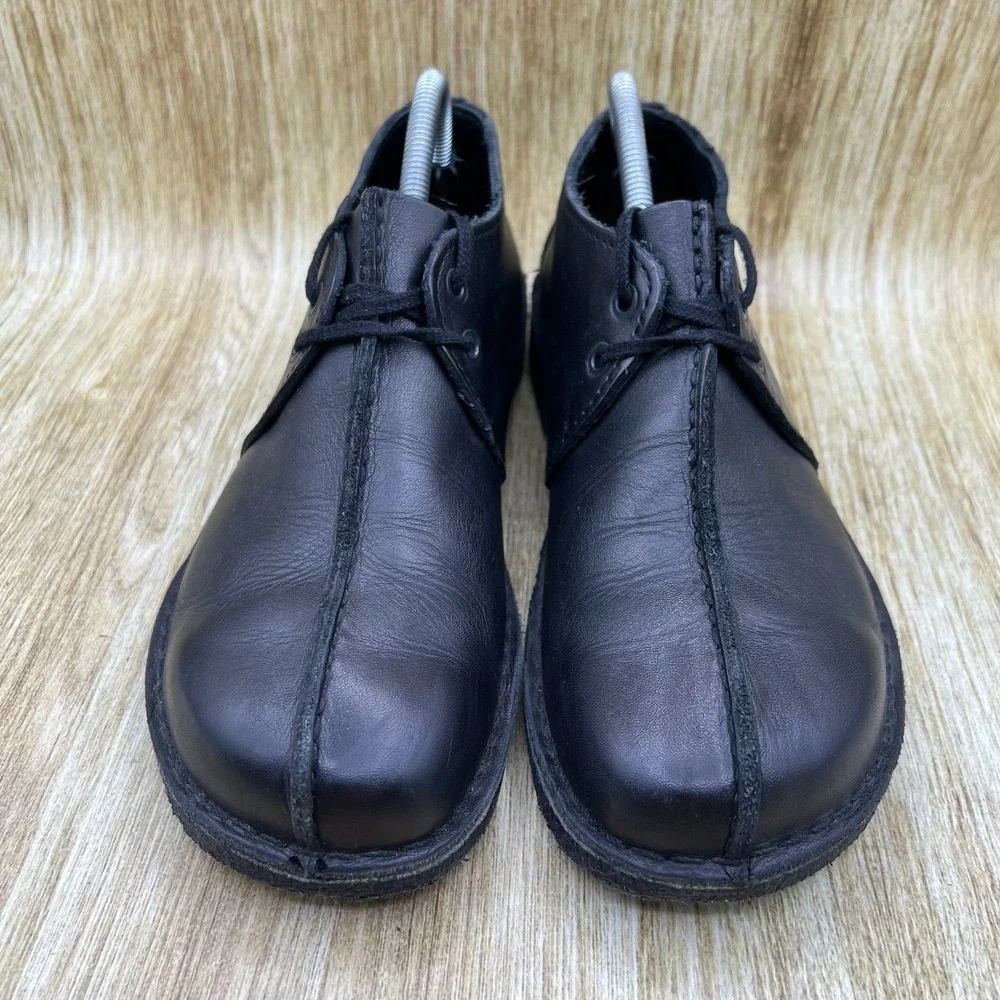 Clarks Desert Trek Shoes Men's Size 8.5 Black Leather Center Seam Oxford 36441